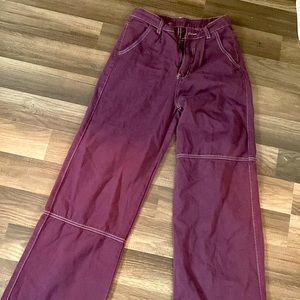 high waisted flair wide-leg purple jeans